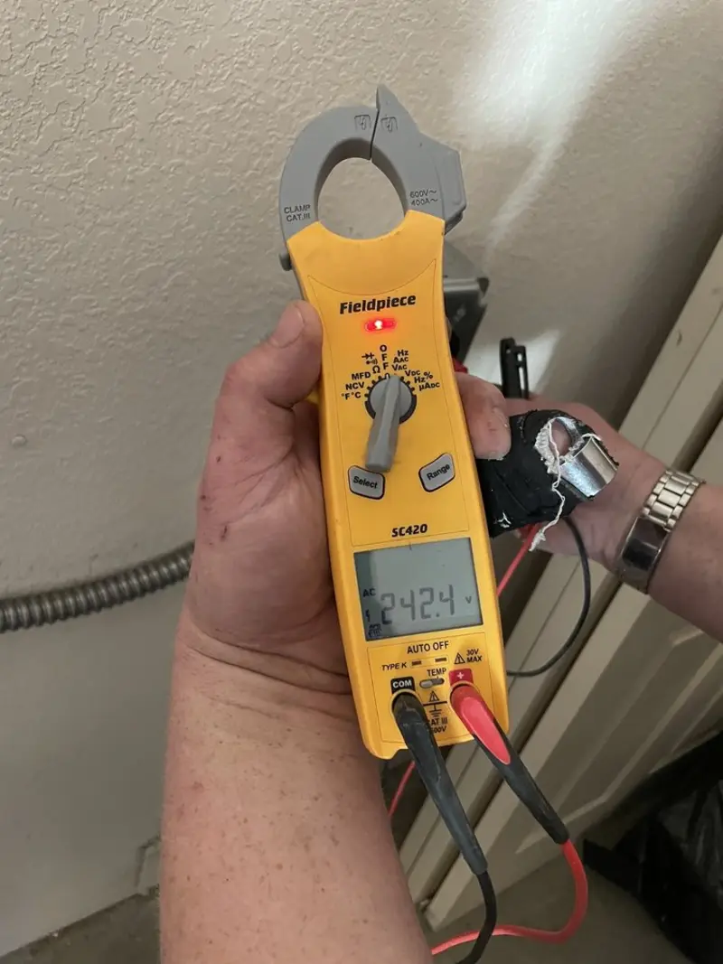 Voltage testing with clamp meter during Generator Installation in Christiansburg